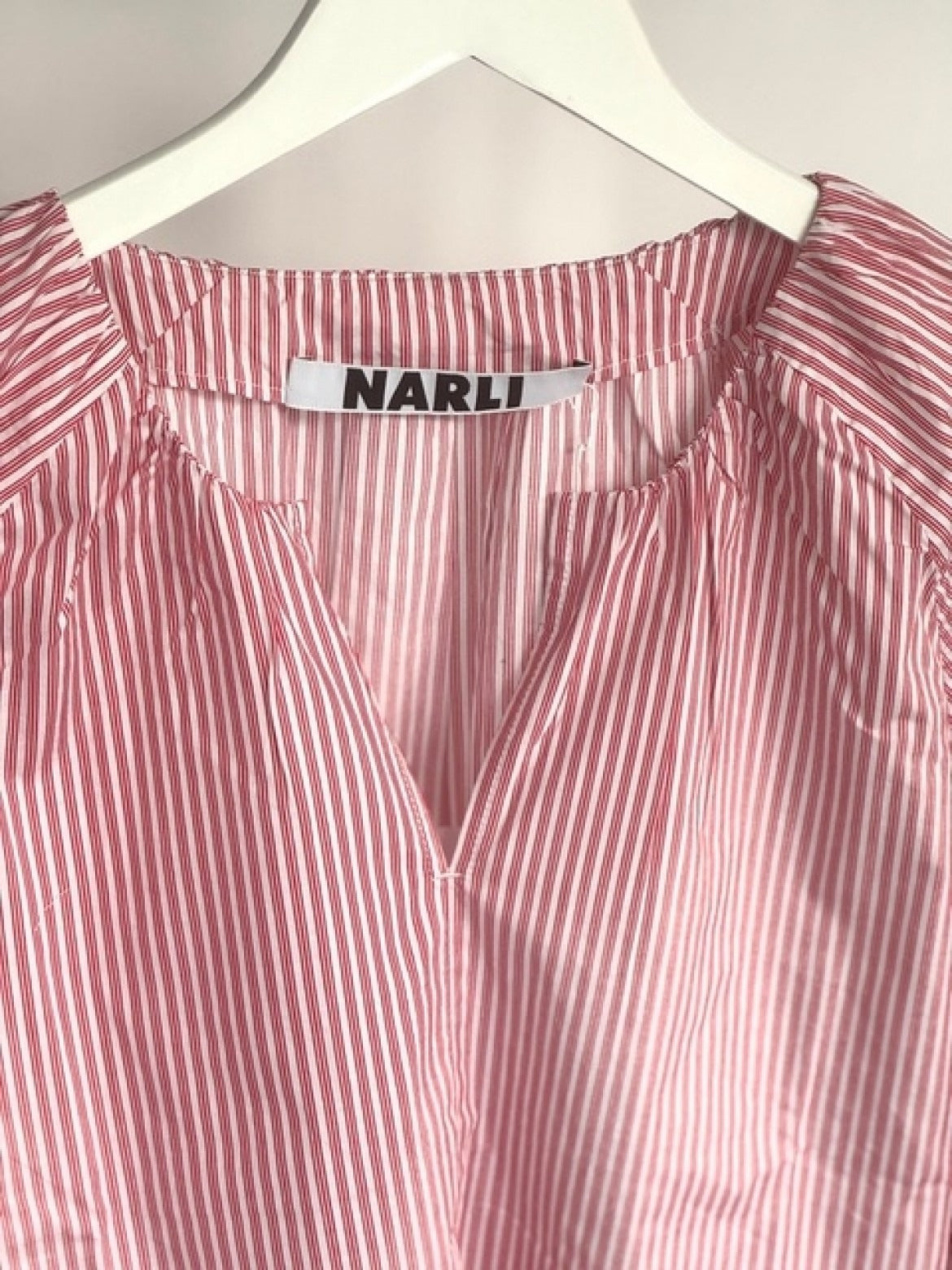 Bluse Volant red stripe