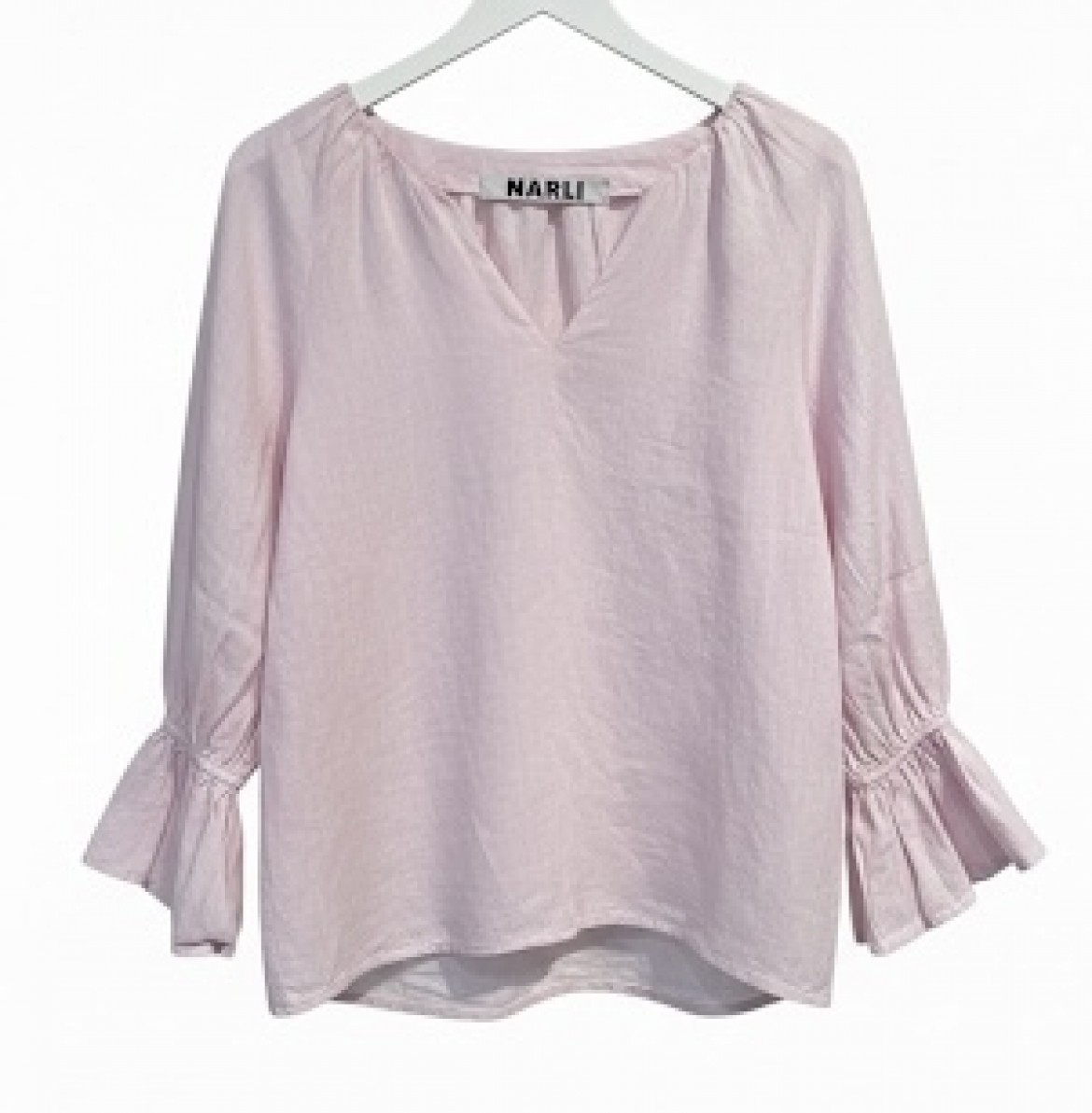 Leinenbluse Volant rose